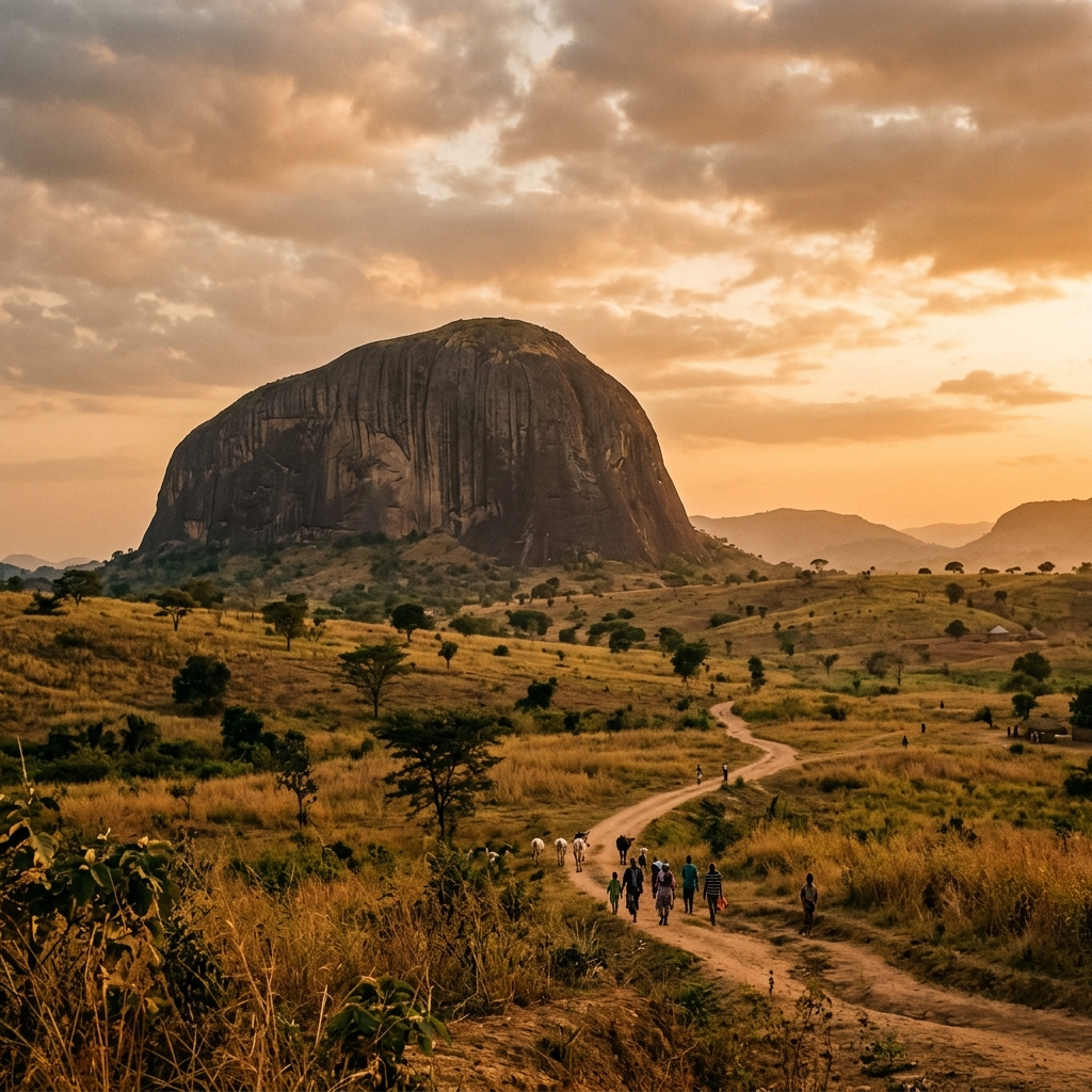The stunning hills and landscape of the Middle Belt region, sunset documentary